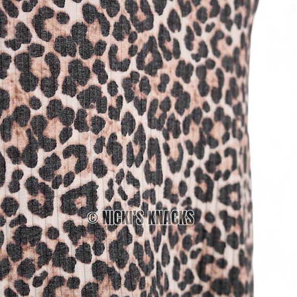 American Eagle Leopard Halter Dress Open Back Stretch Knit Y2K Mini Dress Size S - Picture 4 of 11
